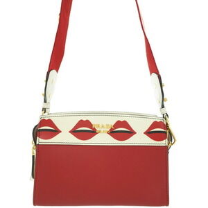 Prada City Calf Saffiano Esplanade Lip Print Crossbody Bag Red